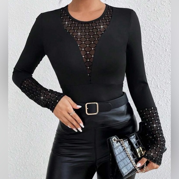 SHEIN Tops - Mesh Insert Long Sleeve Top!